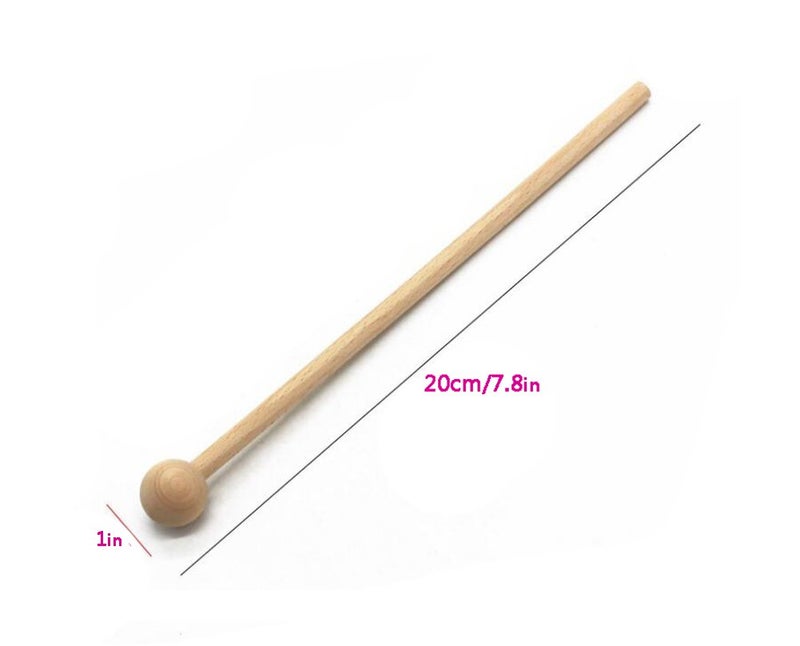 Elandy 2 Pairs 20cm/7.8'' Length Round Head Musical Instruments Wood Mallets Percussion Sticks Hammer for Energy Chime Xylophone Wood Block and Bells (Diameter 2cm/1'') - Image 2
